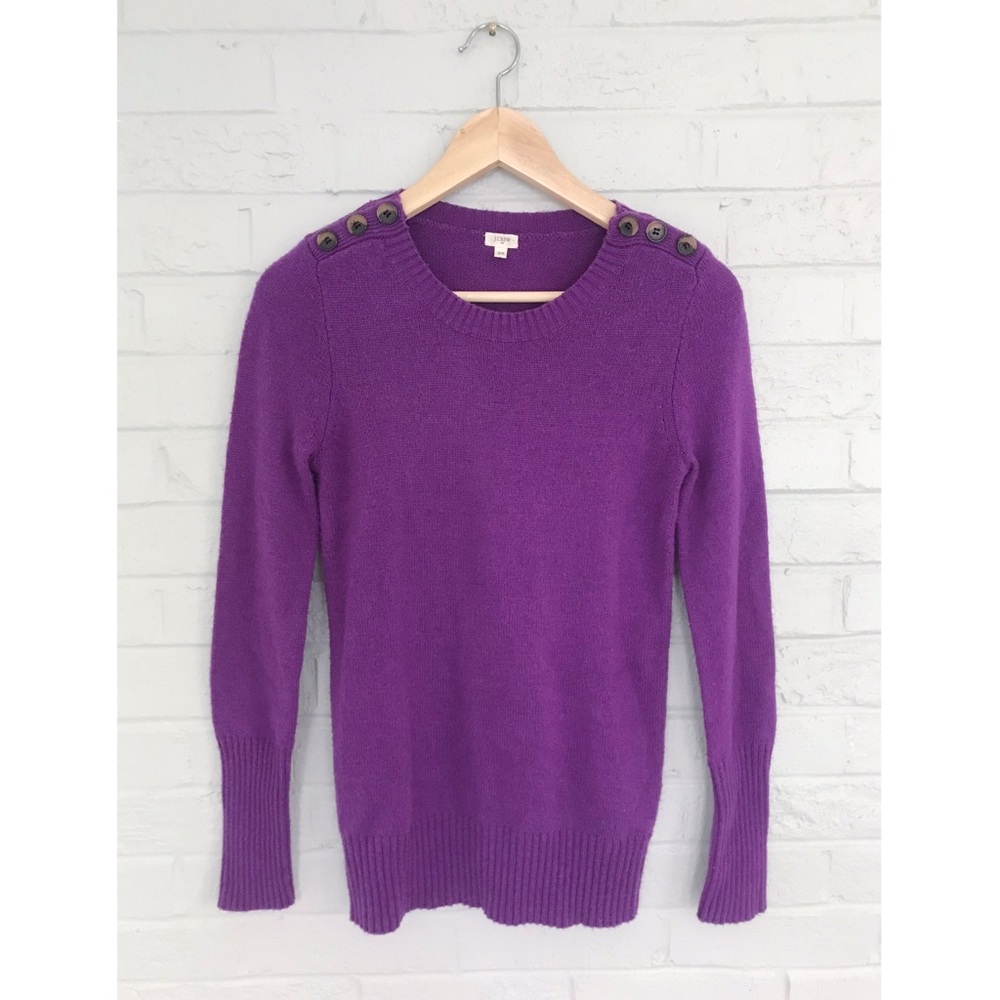 J.Crew purple crewneck sweater with buttons - XS